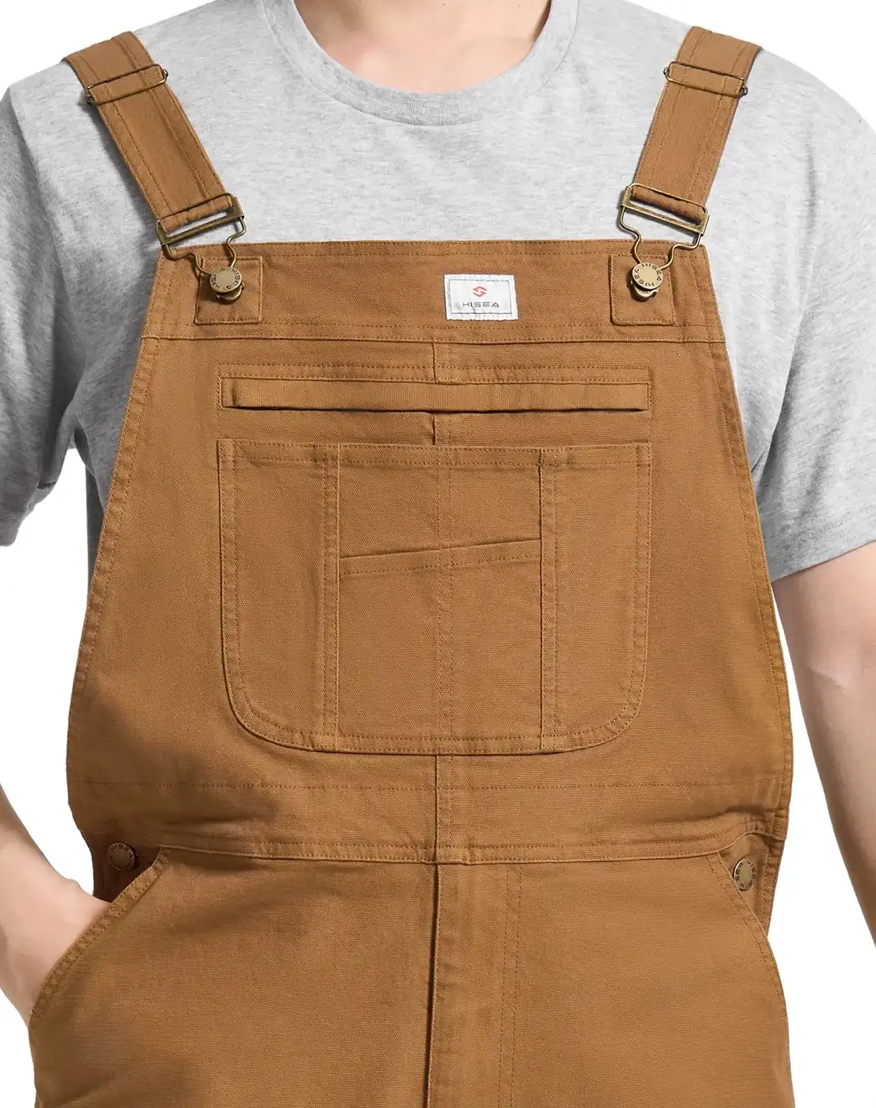 Brown Men's Stretch Canvas Bib Overalls for GZ37MCP image 5