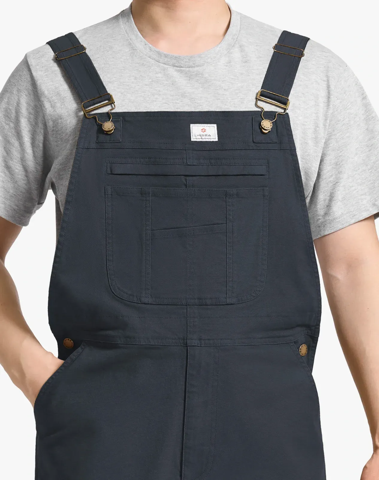 Grey Men's Stretch Canvas Bib Overalls for GZ37MCP image 5