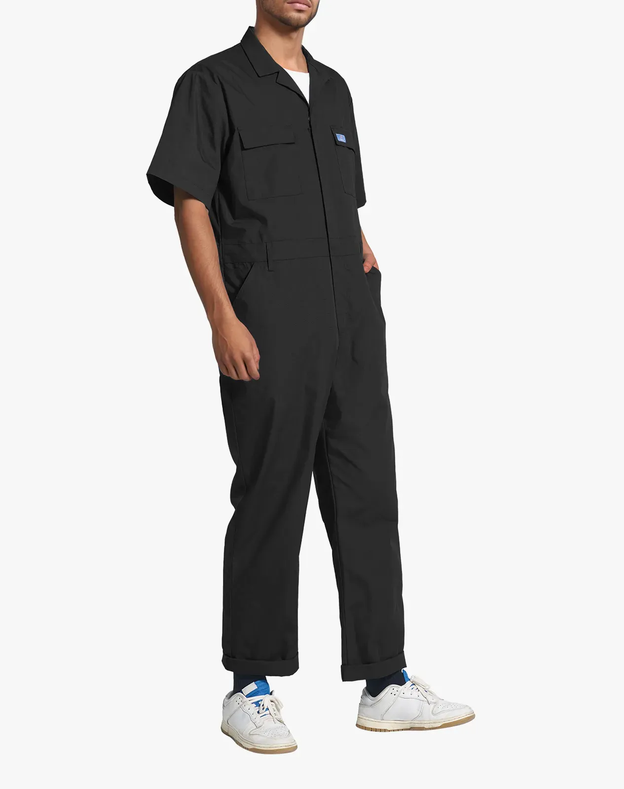 Grey Men's Short-Sleeve Work Coverall with Utility Pockets Forge
