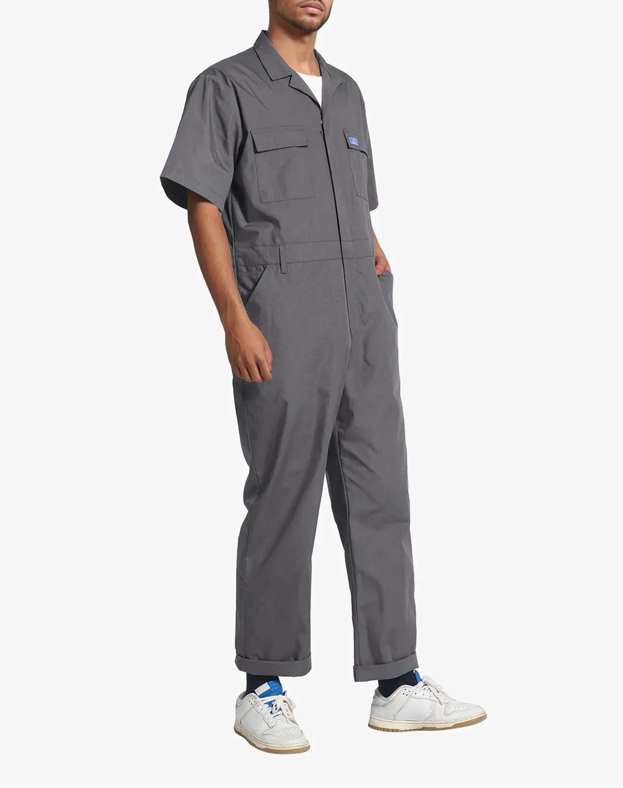 Grey Men's Short-Sleeve Work Coverall with Utility Pockets Forge
