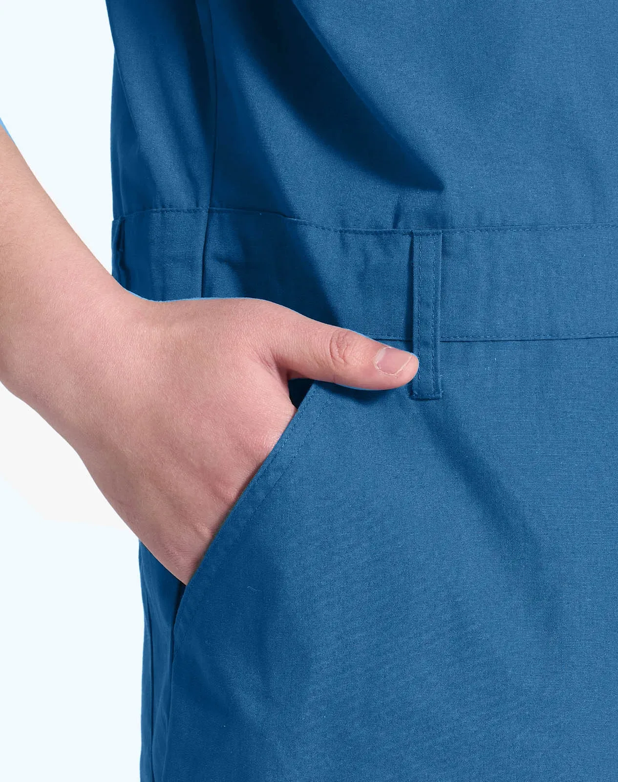 Navy Men's Short-Sleeve Work Coverall with Utility Pockets for GZ38MCP image 4