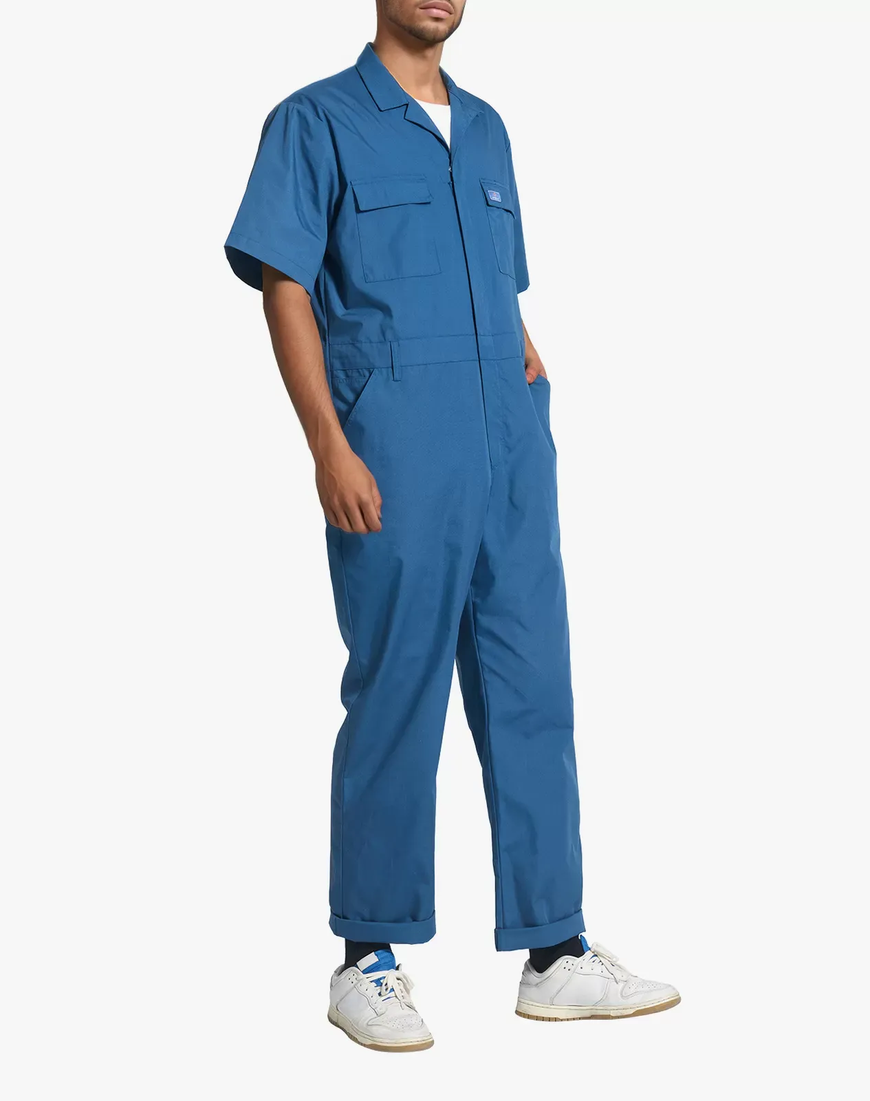plage⭐︎ coverall 38 Navy Men's Short-Sleeve Work Coverall with Utility Pockets | HISEA