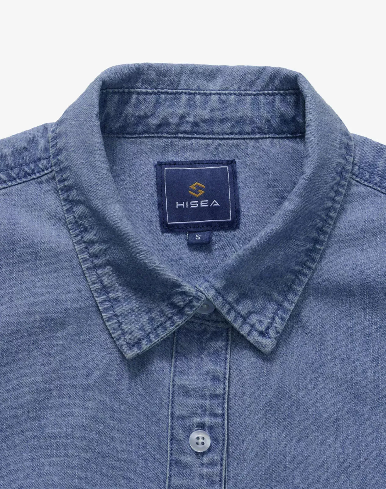 Navy Women's Lightweight Long-Sleeve Chambray Shirt for GZ39WCP image 3