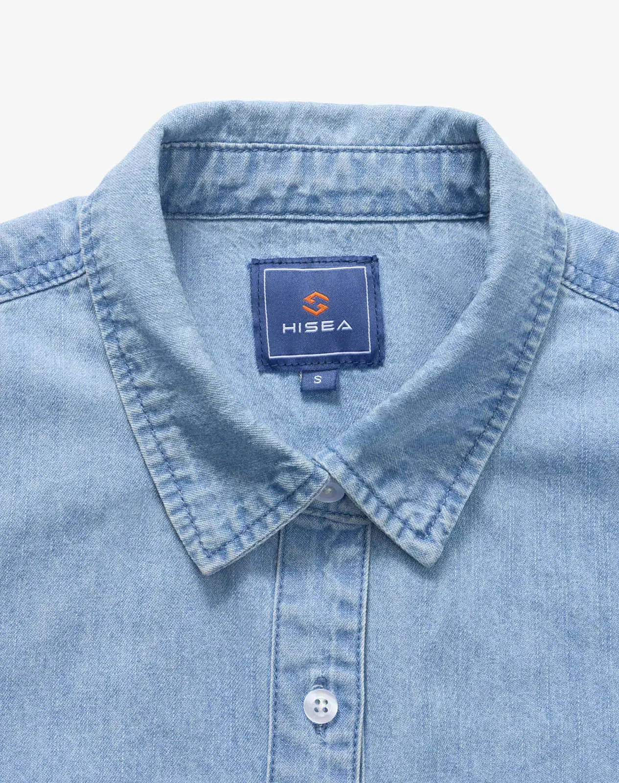 Stone washed blue Women's Lightweight Long-Sleeve Chambray Shirt for GZ39WCP image 4