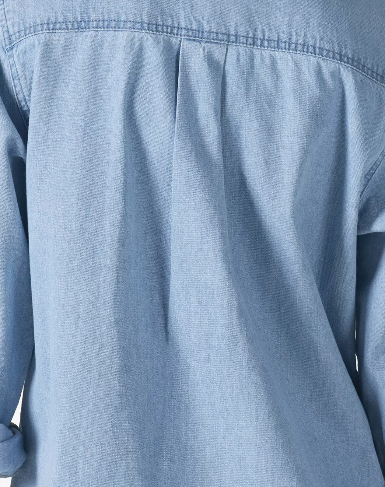 Stone washed blue Women's Lightweight Long-Sleeve Chambray Shirt for GZ39WCP image 5