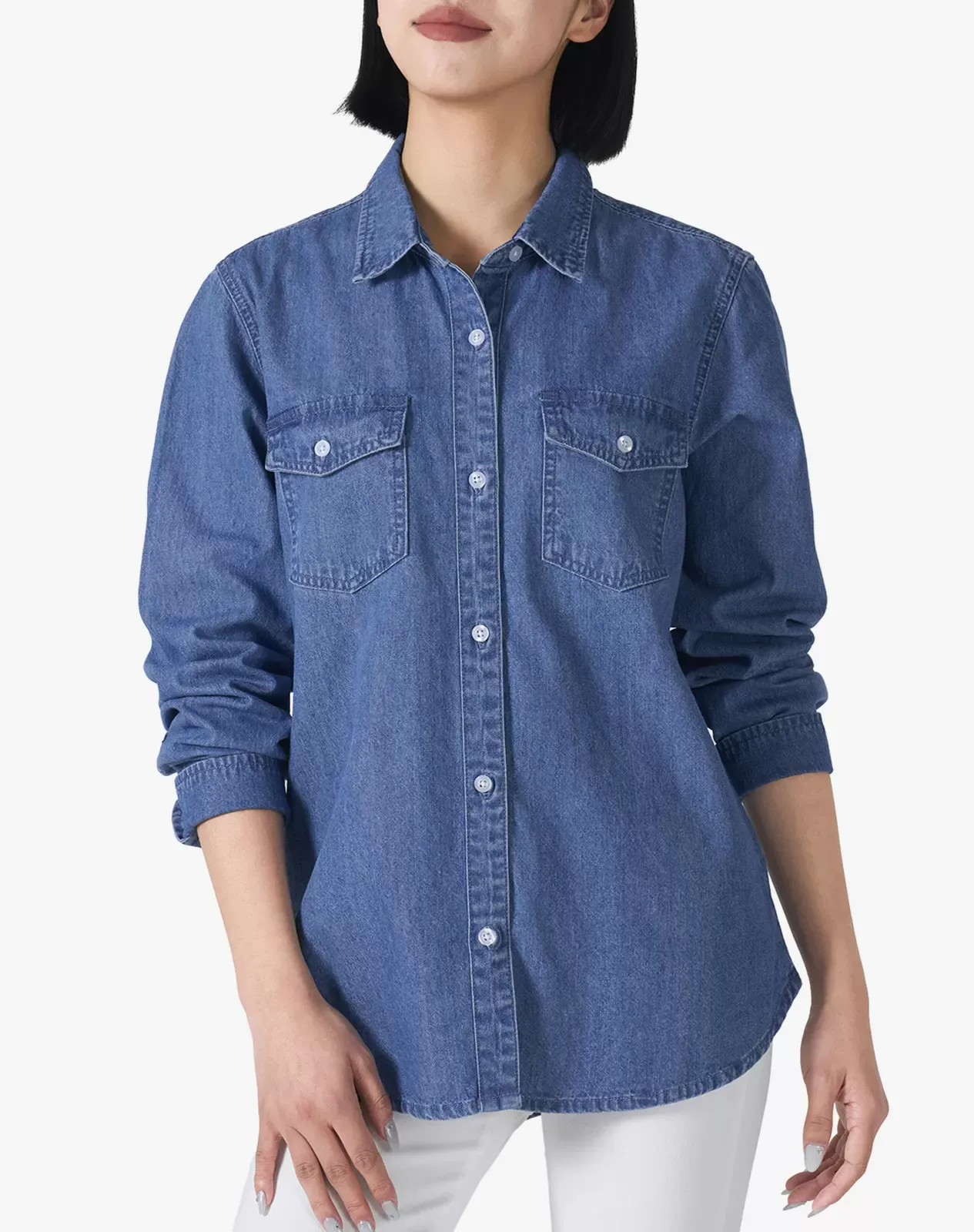 Women's Lightweight Long-Sleeve Chambray Shirt for GZ39WCP image 1