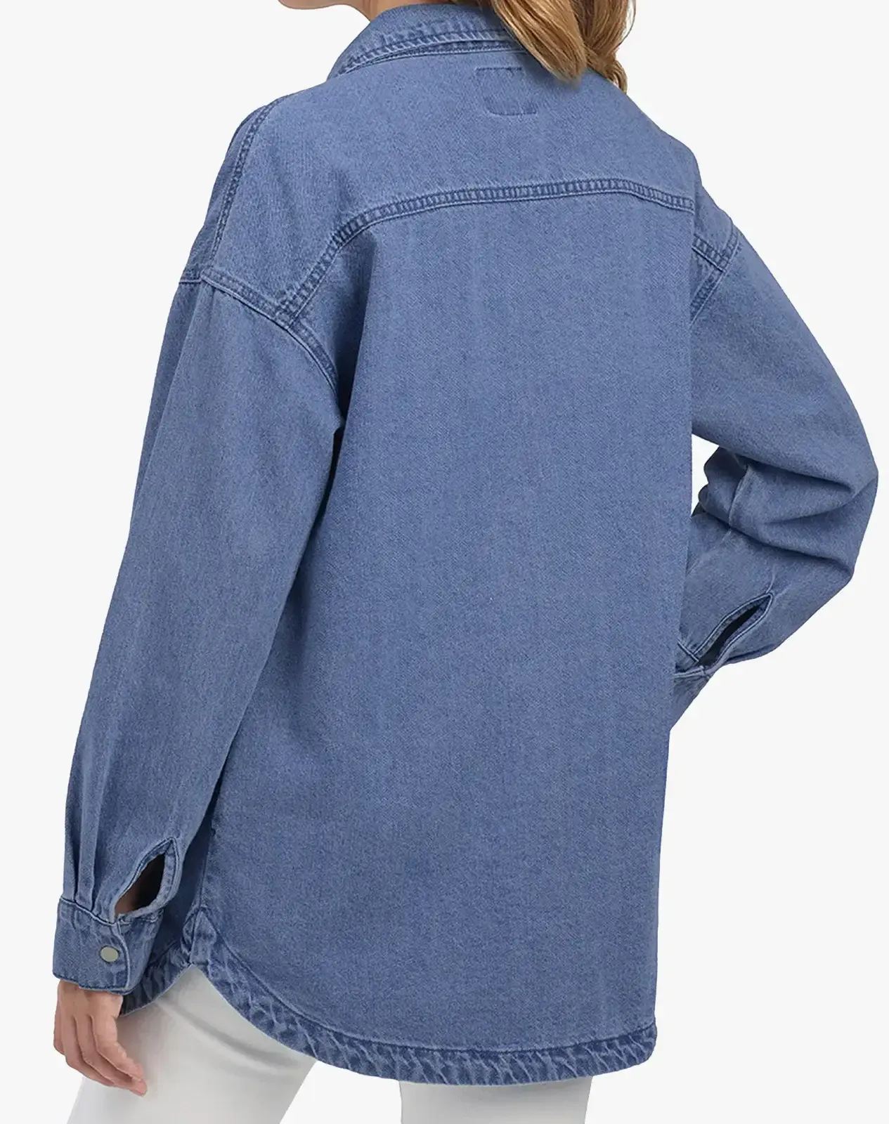 Navy Women's Cotton Long Sleeve Loose Fit Work Shirt for GZ40WCP image 4