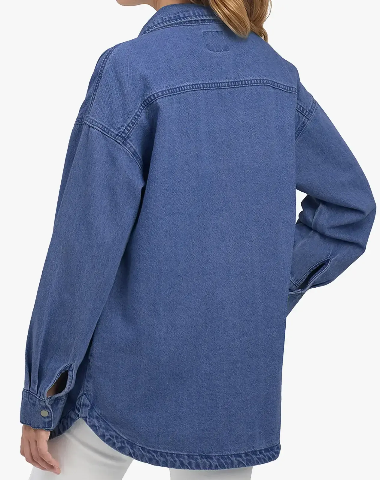 Dark navy Women's Cotton Long Sleeve Loose Fit Work Shirt for GZ40WCP image 4