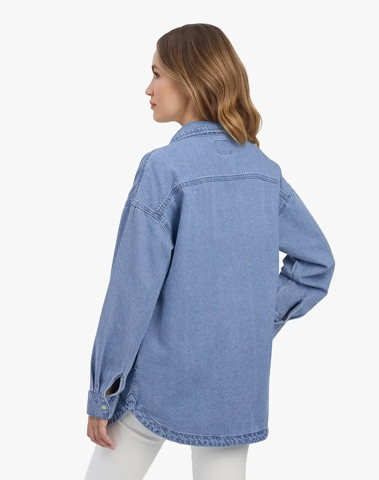 Blue 1 Women's Cotton Long Sleeve Loose Fit Work Shirt for GZ40WCP image 3
