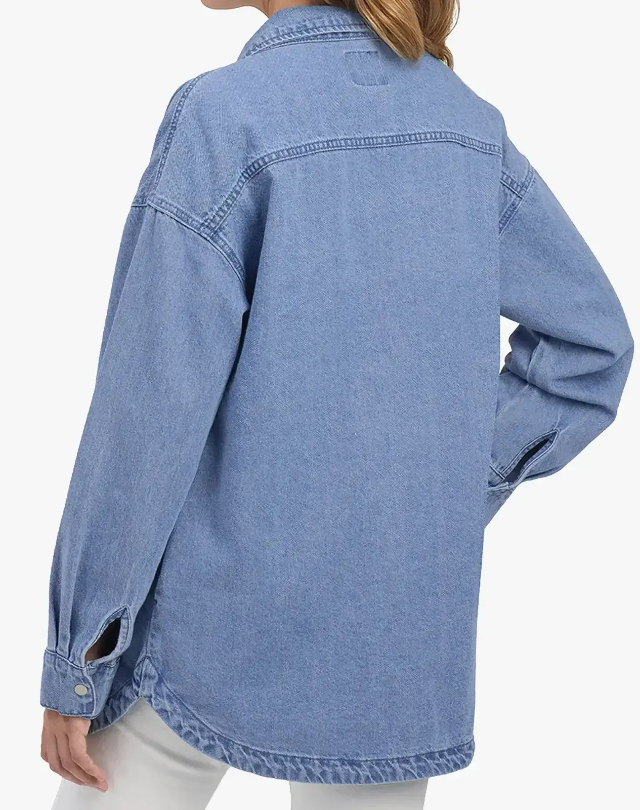 Blue 1 Women's Cotton Long Sleeve Loose Fit Work Shirt for GZ40WCP image 4