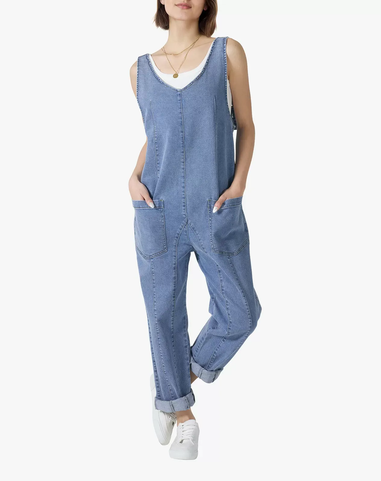 Women's Sleeveless Jumpsuit Lightweight One-Piece Workwear for GZ42WCP image 1