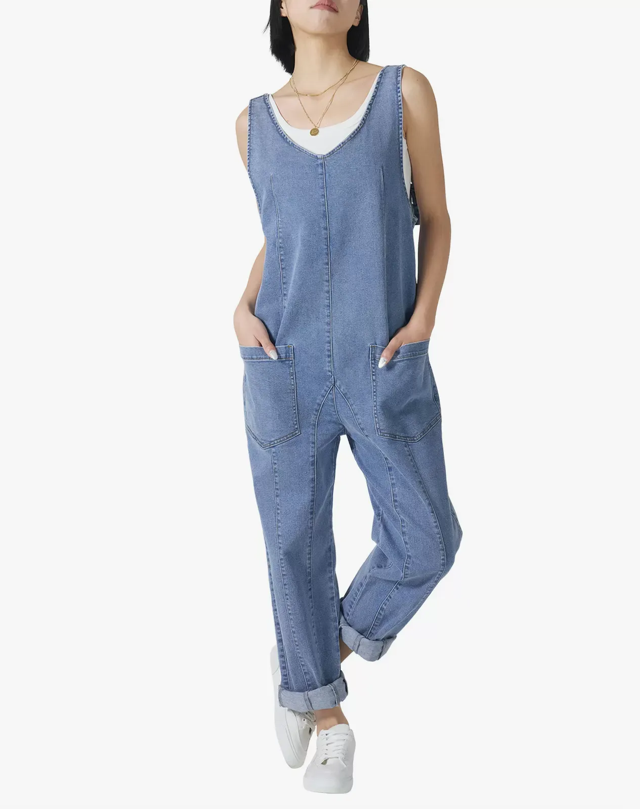 Women's Sleeveless Jumpsuit Lightweight One-Piece Workwear for GZ42WCP image 5