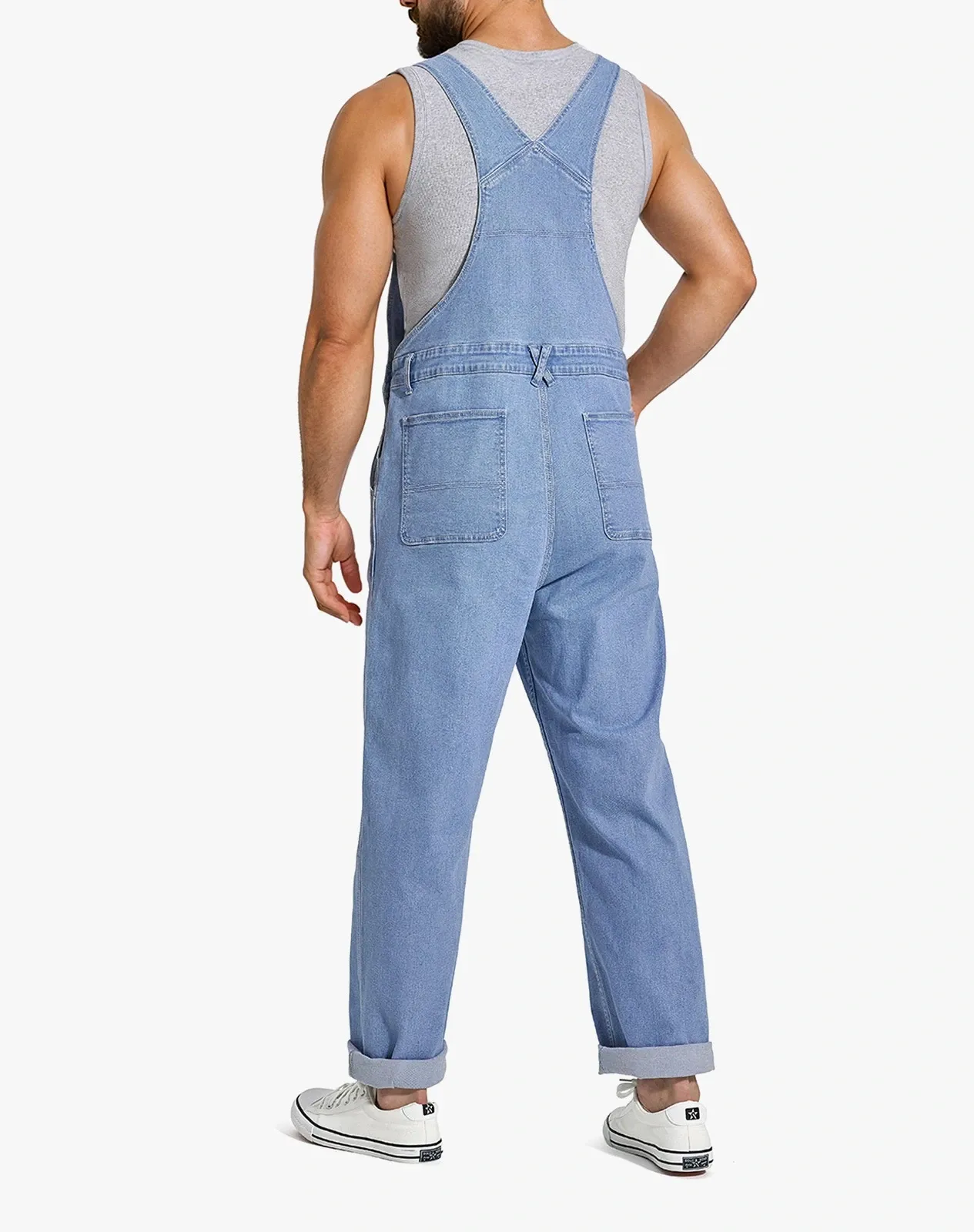 Stone washed blue Men's Casual Denim Bib Overalls for GZ43MCP image 3