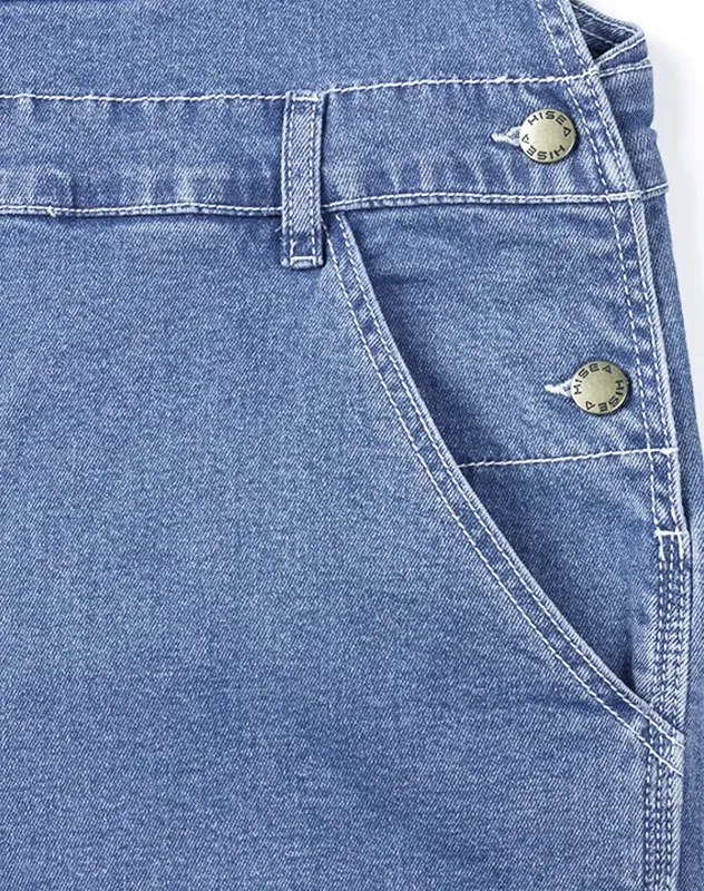 Stone washed blue Men's Casual Denim Bib Overalls for GZ43MCP image 5