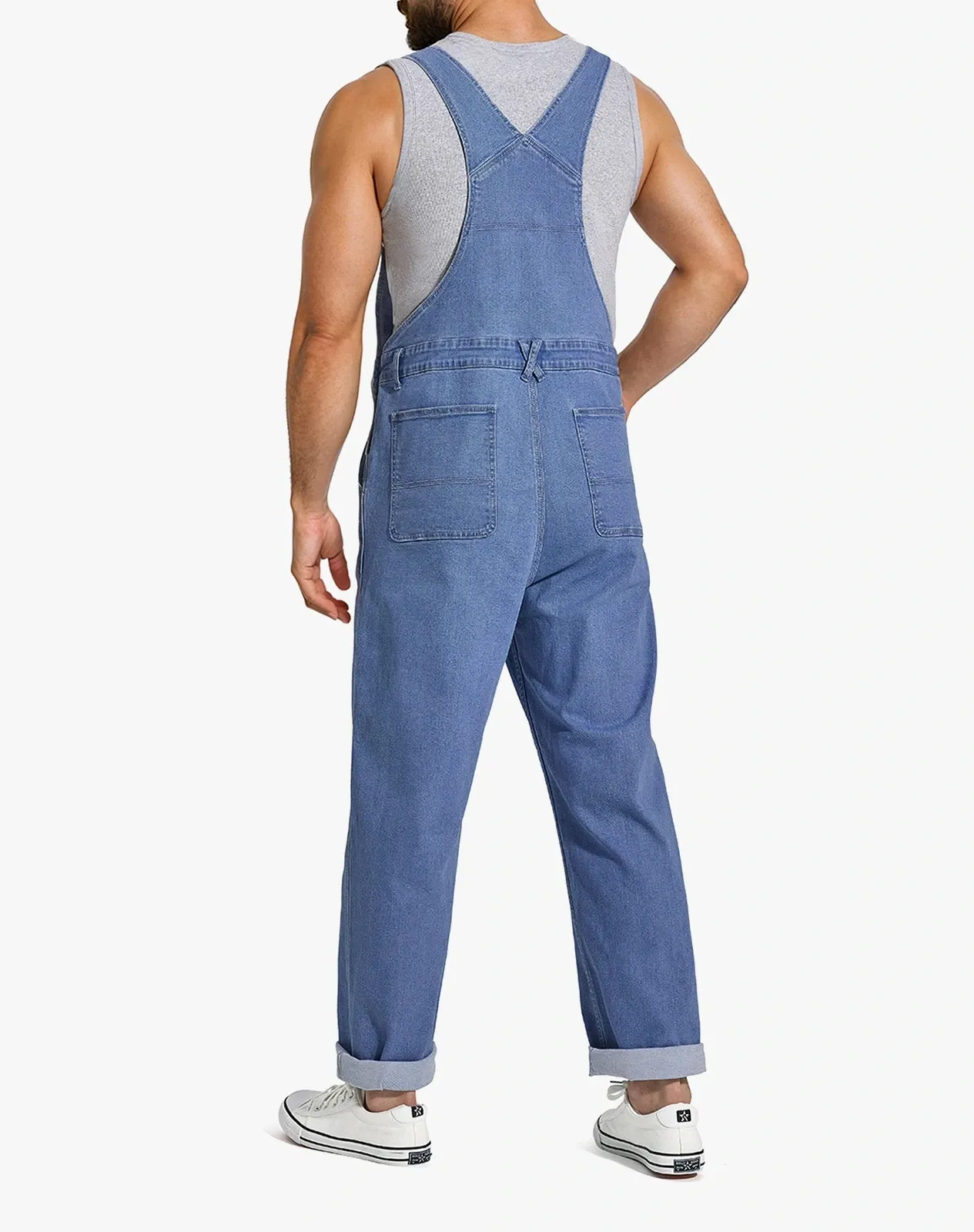 Navy Men's Casual Denim Bib Overalls for GZ43MCP image 3