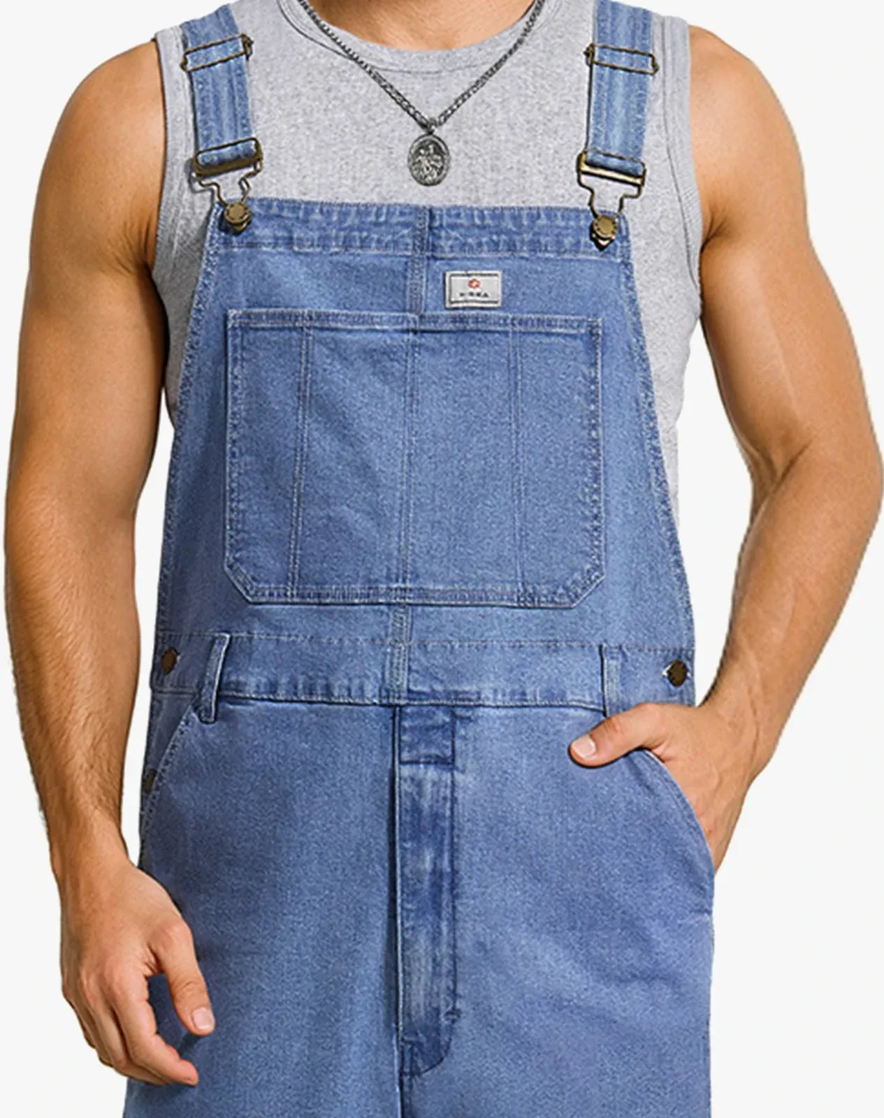 Navy Men's Casual Denim Bib Overalls for GZ43MCP image 4