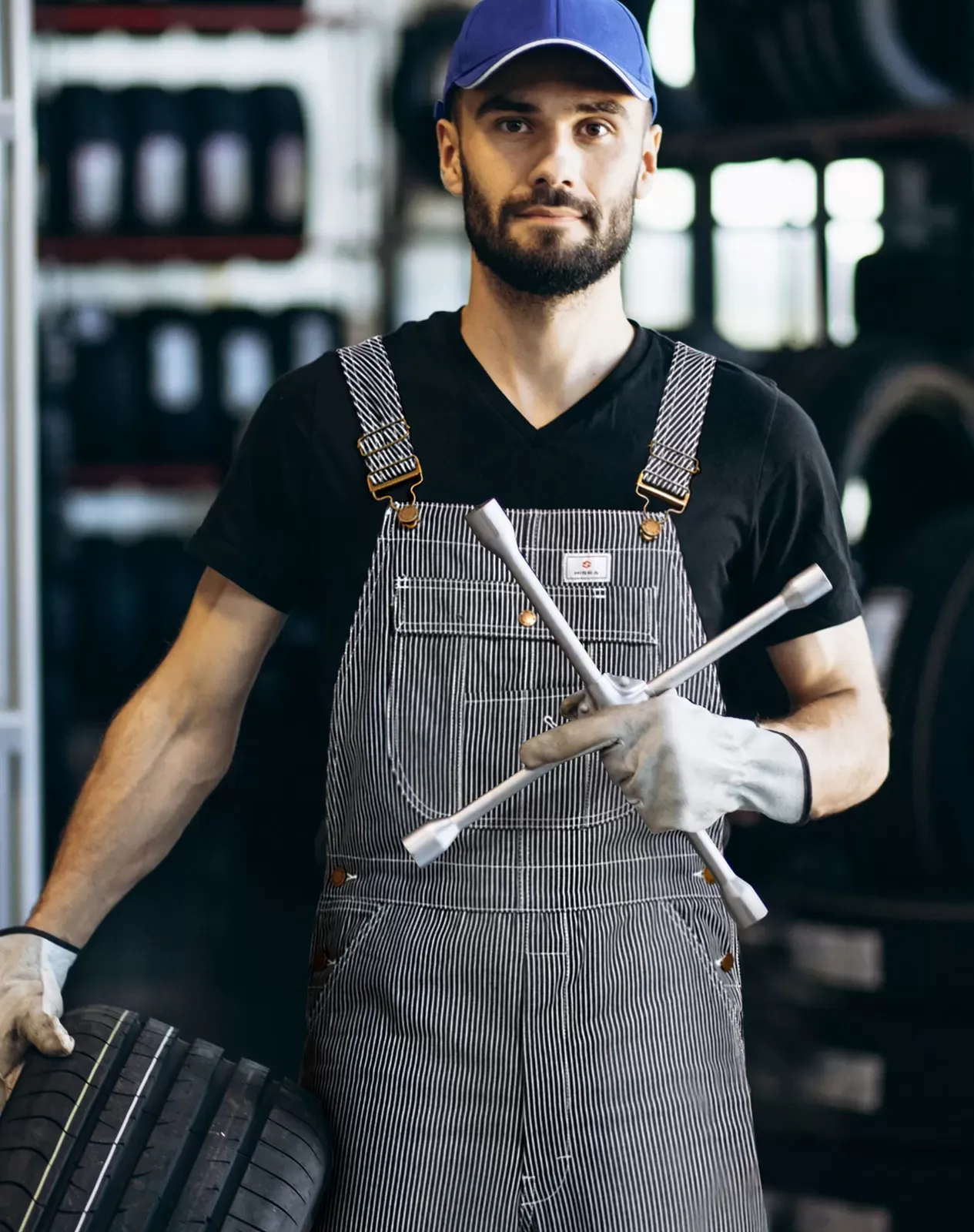 Stripe Men's Denim Bib Overall with Tool Pockets for GZ46MCP image 6