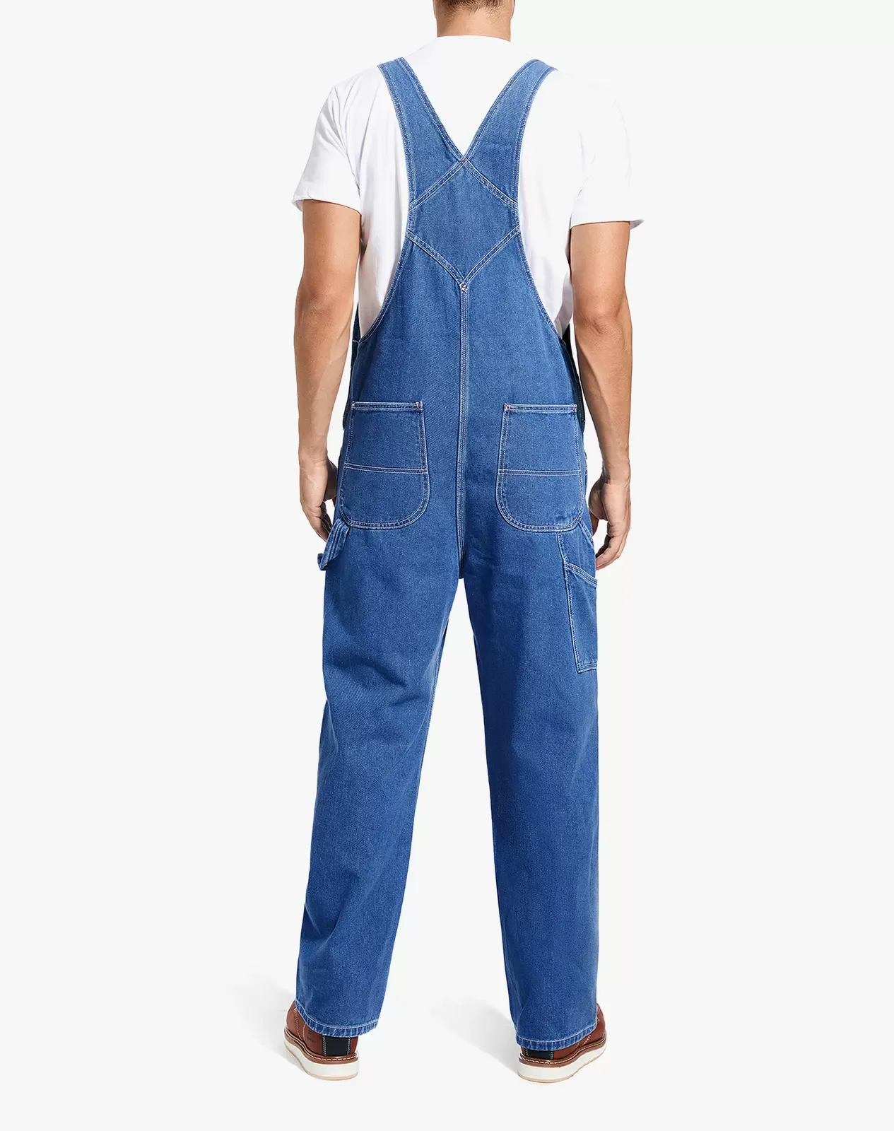 Stone washed blue Men's Denim Bib Overall with Tool Pockets for GZ46MCP image 2