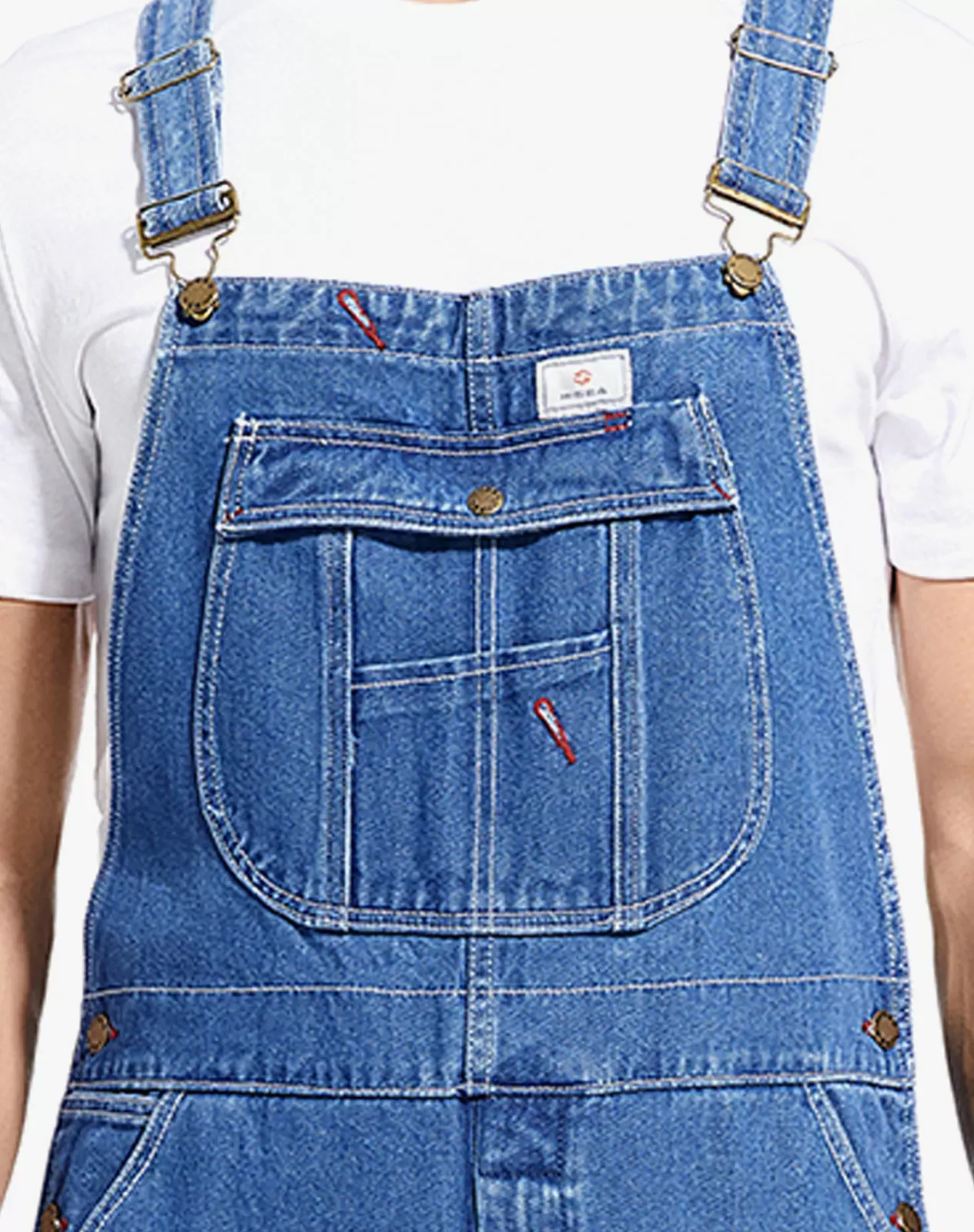Stone washed blue Men's Denim Bib Overall with Tool Pockets for GZ46MCP image 4