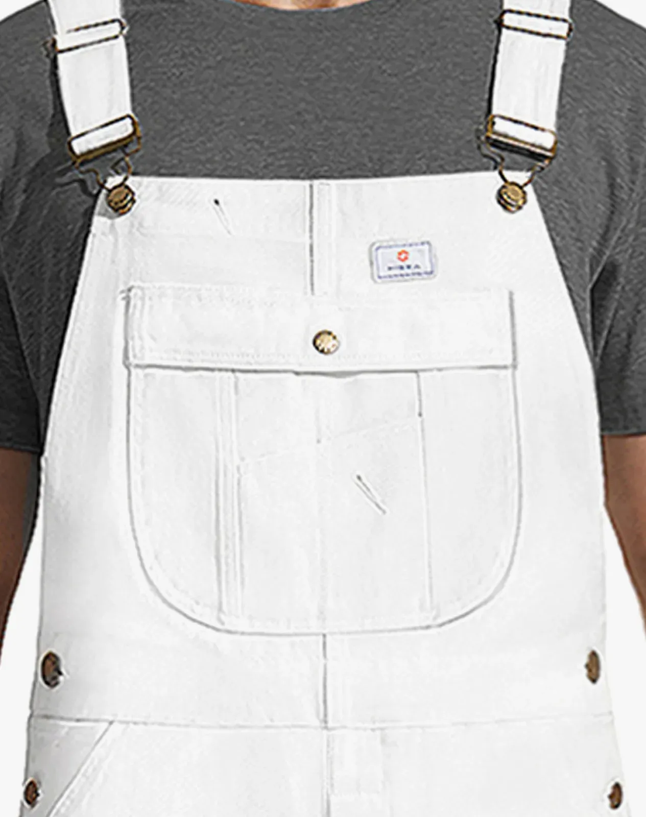 White Men's Denim Bib Overalls with Tool Pockets for GZ46MCP image 5