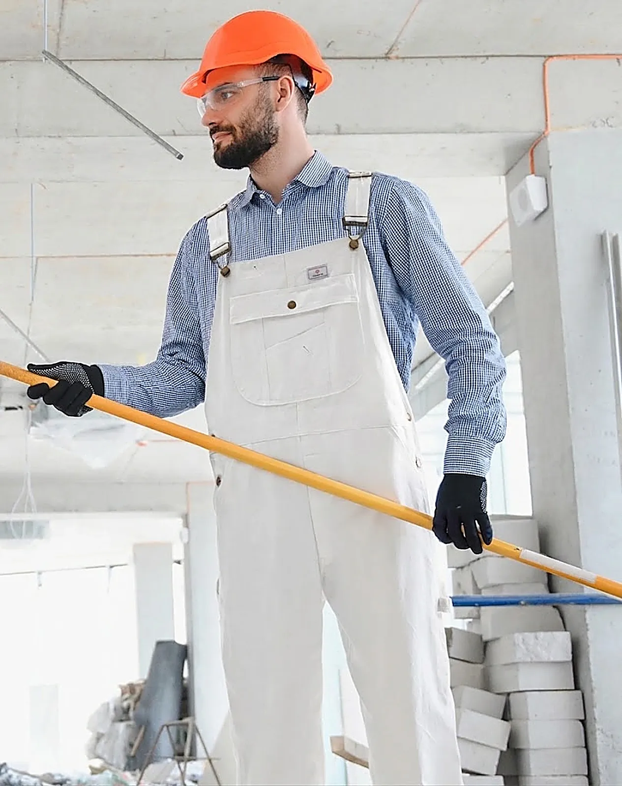 White Men's Denim Bib Overalls with Tool Pockets for GZ46MCP image 6