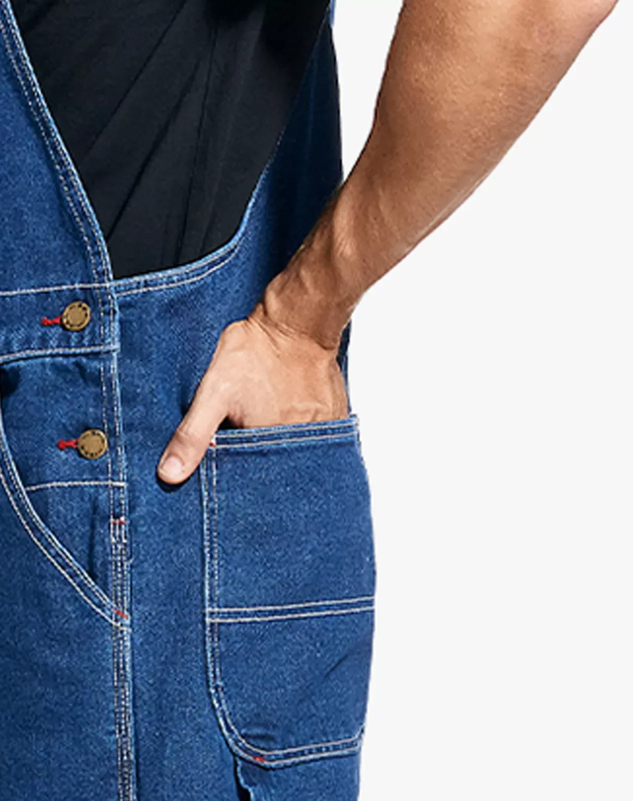 Navy Men's Denim Bib Overall with Tool Pockets | HISEA