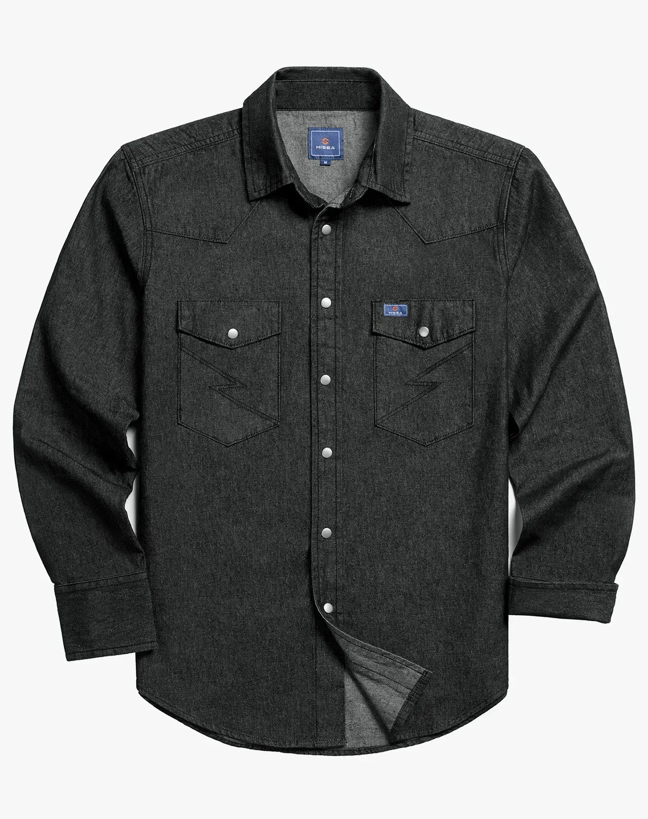 Black Men‘s Cotton Long Sleeve Regular Fit Work Shirt for GZ51MCP image 4