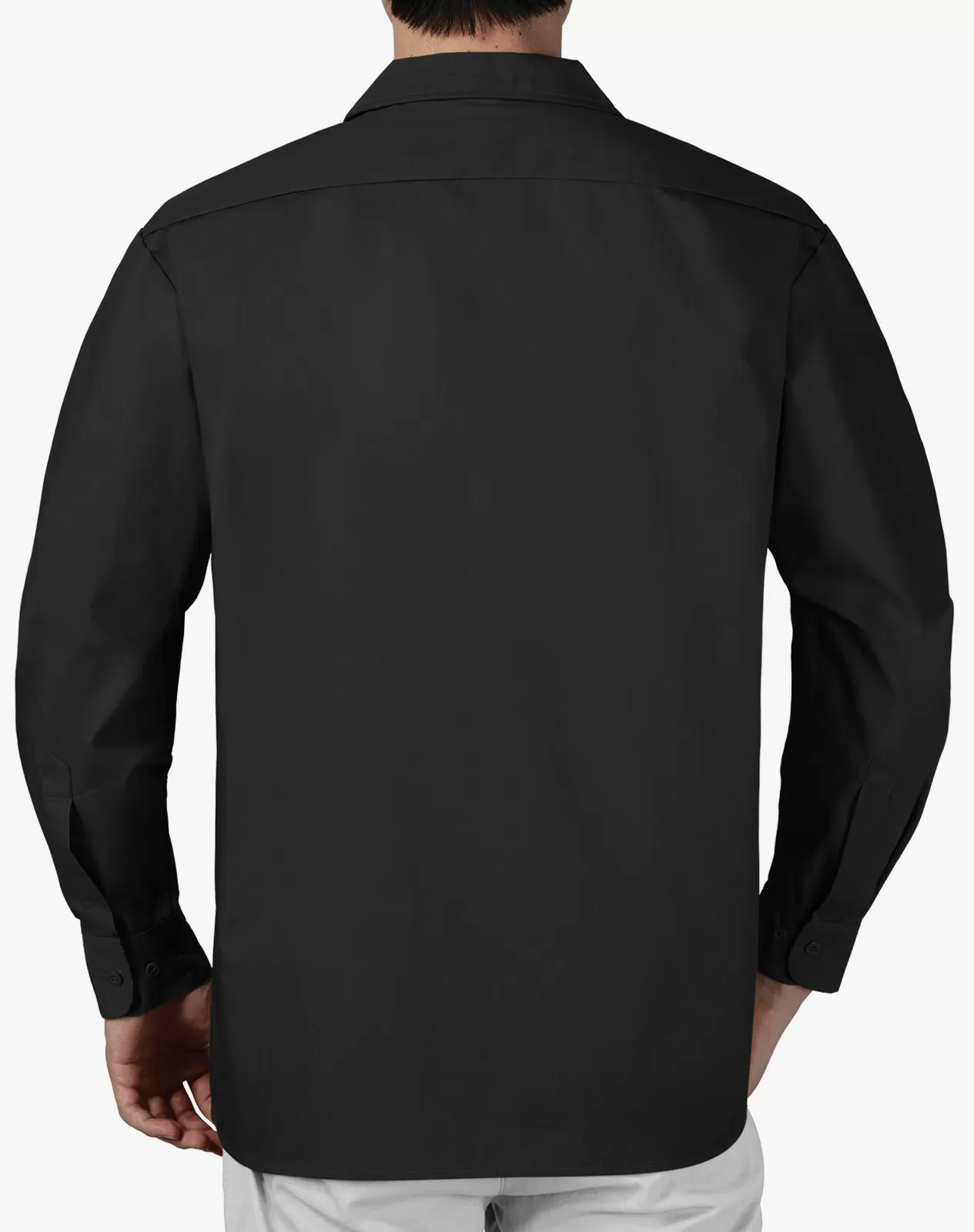 Black Men's Cotton Long Sleeve Regular Fit Work Shirt for GZ51MCP image 5