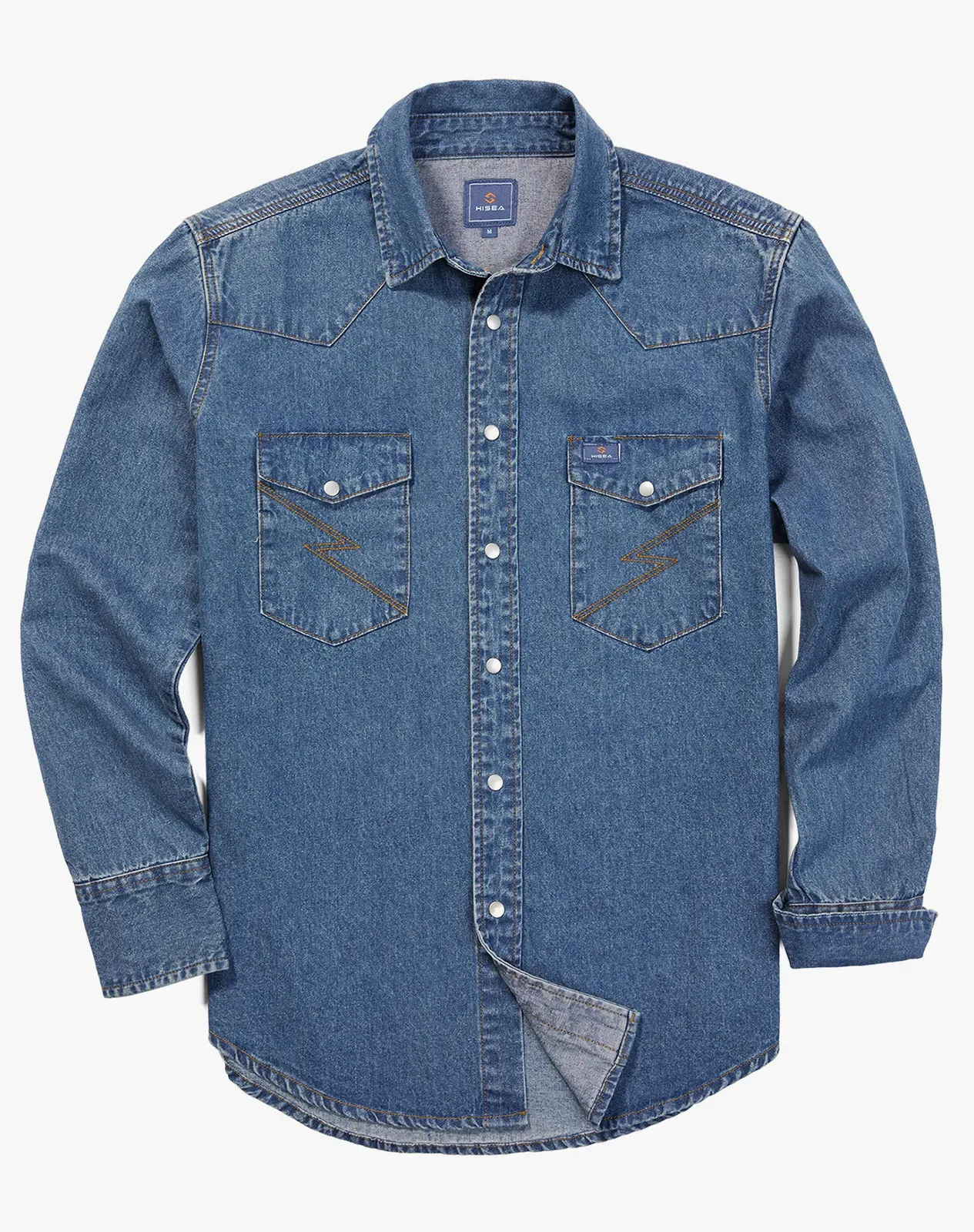 Blue 1 Men‘s Cotton Long Sleeve Regular Fit Work Shirt for GZ51MCP image 3