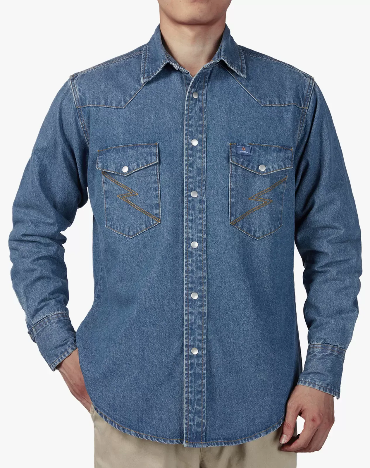 Men‘s Cotton Long Sleeve Regular Fit Work Shirt for GZ51MCP image 4