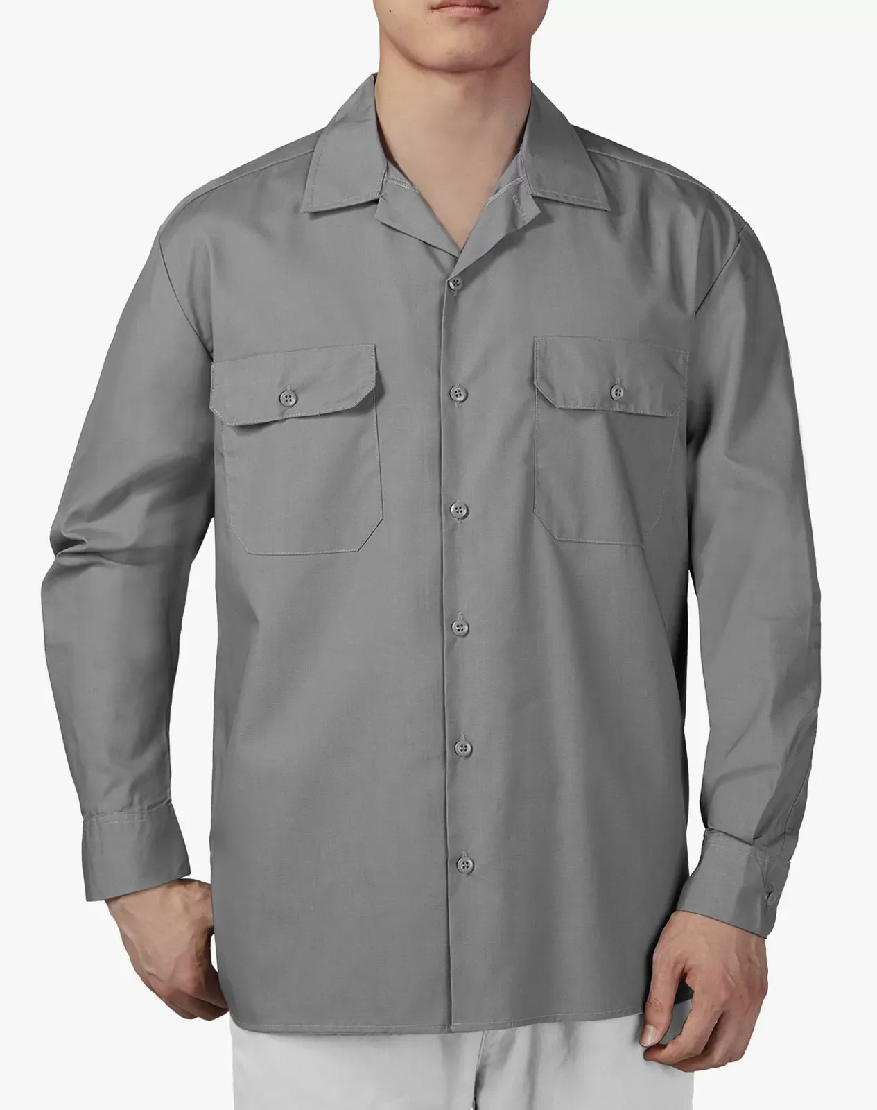 Grey Men's Cotton Long Sleeve Regular Fit Work Shirt for GZ51MCP image 4
