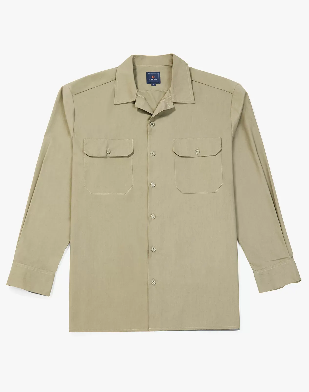 Khaki Men's Cotton Long Sleeve Regular Fit Work Shirt for GZ51MCP image 2