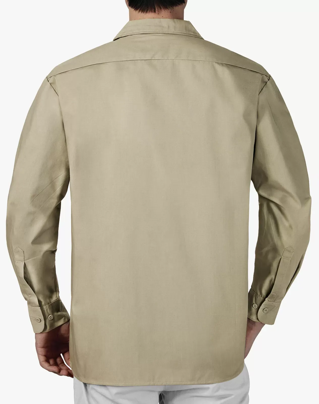 Khaki Men's Cotton Long Sleeve Regular Fit Work Shirt for GZ51MCP image 5