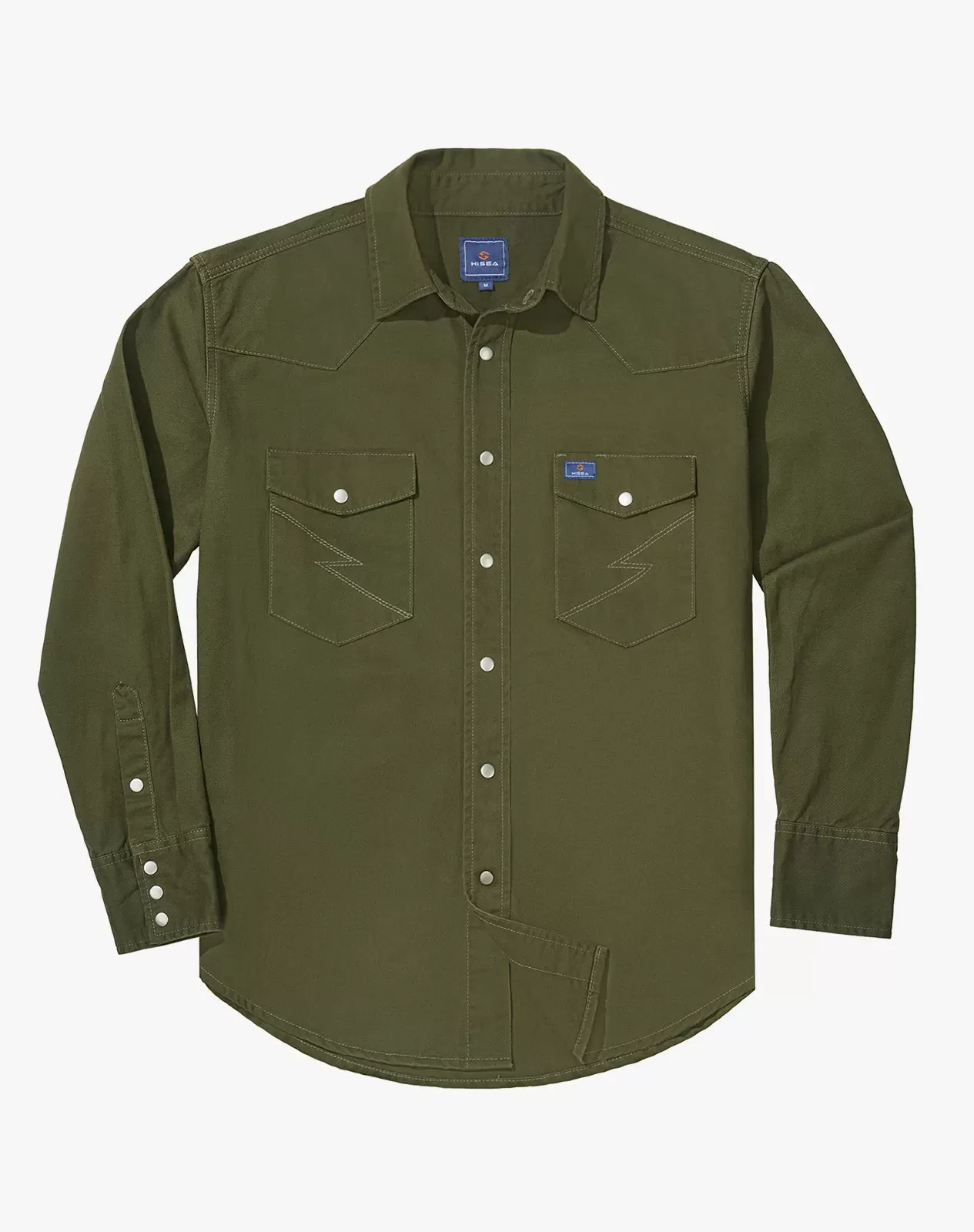 Green Men's Cotton Long Sleeve Regular Fit Work Shirt for GZ51MCP image 2