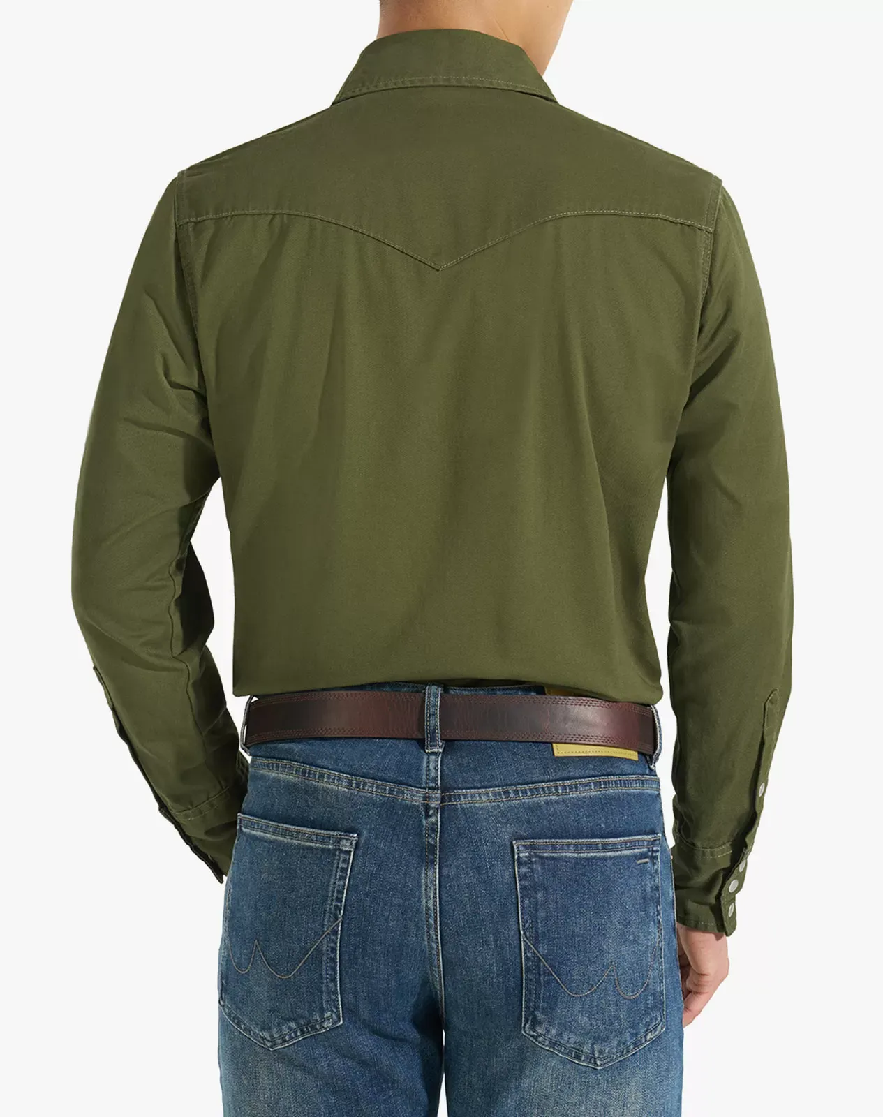 Green Men's Cotton Long Sleeve Regular Fit Work Shirt for GZ51MCP image 5