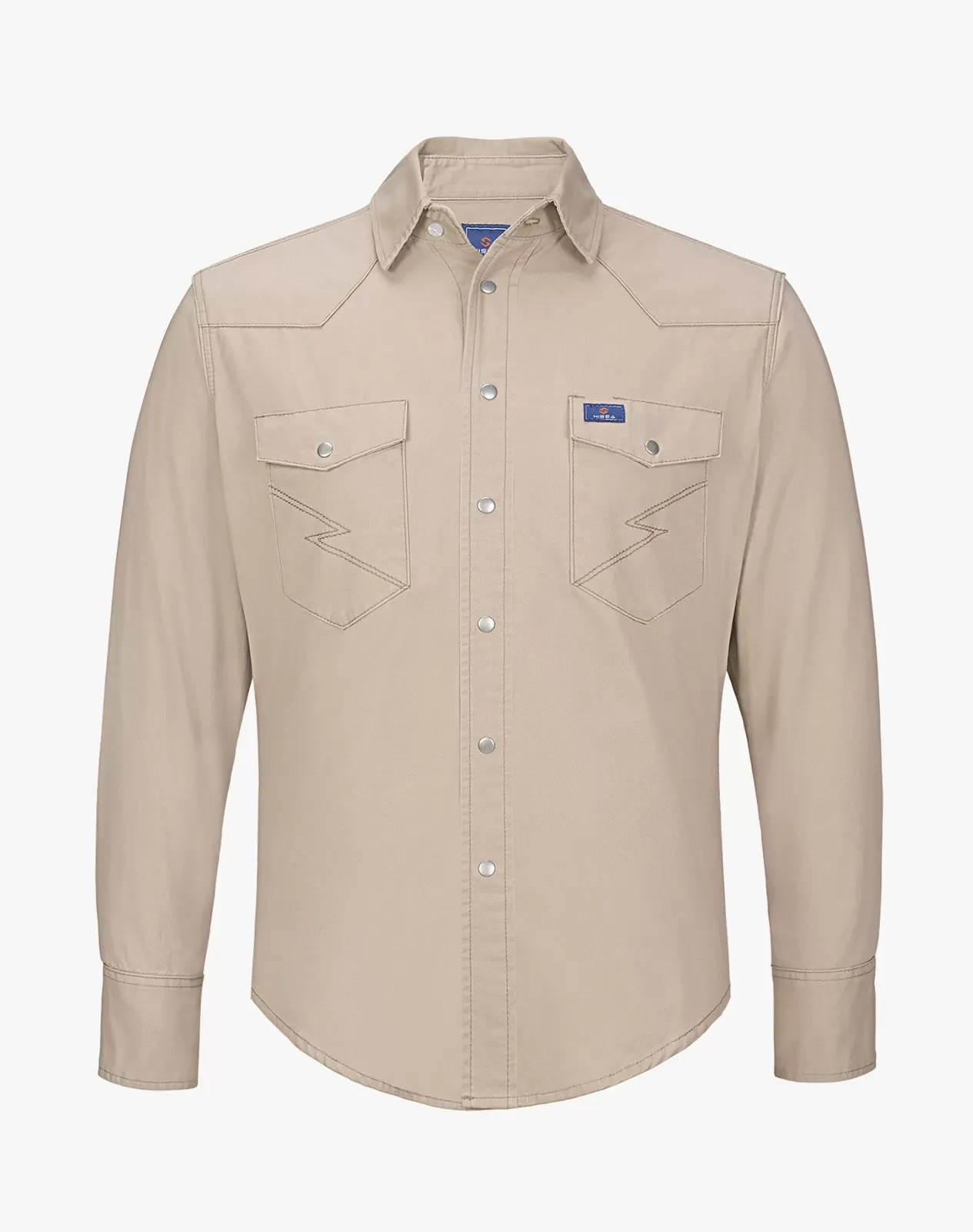 Wheat Men's Cotton Long Sleeve Regular Fit Work Shirt | HISEA