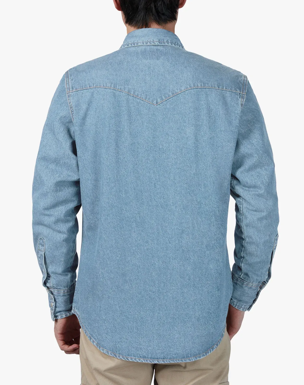 Stone washed blue Men‘s Cotton Long Sleeve Regular Fit Work Shirt for GZ51MCP image 2