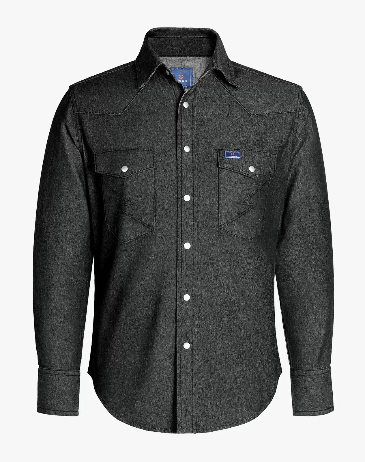 Black Men's Denim Long Sleeve Regular Fit Work Shirt | HISEA Black Men's Denim Long Sleeve Regular Fit Work Shirt | HISEA