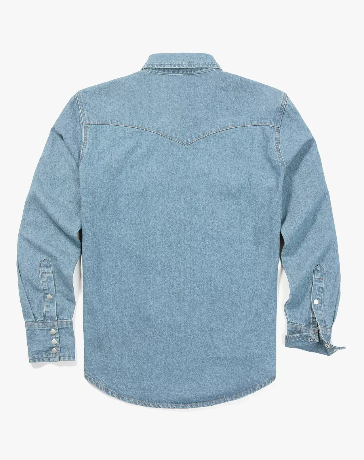 Stone washed blue Men's Denim Long Sleeve Regular Fit Work Shirt for GZ51MCPA image 4
