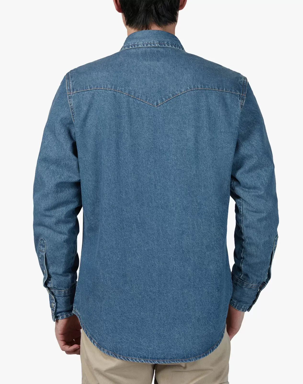 Blue Men's Denim Long Sleeve Regular Fit Work Shirt for GZ51MCPA image 2