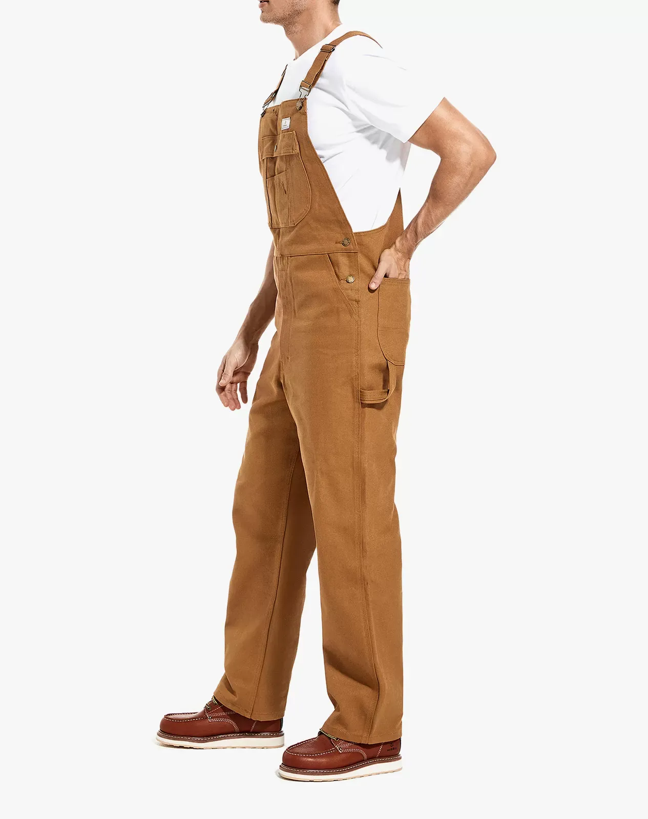 Brown Men's Relaxed Fit Duck Bib Overall for GZ54MCP image 3