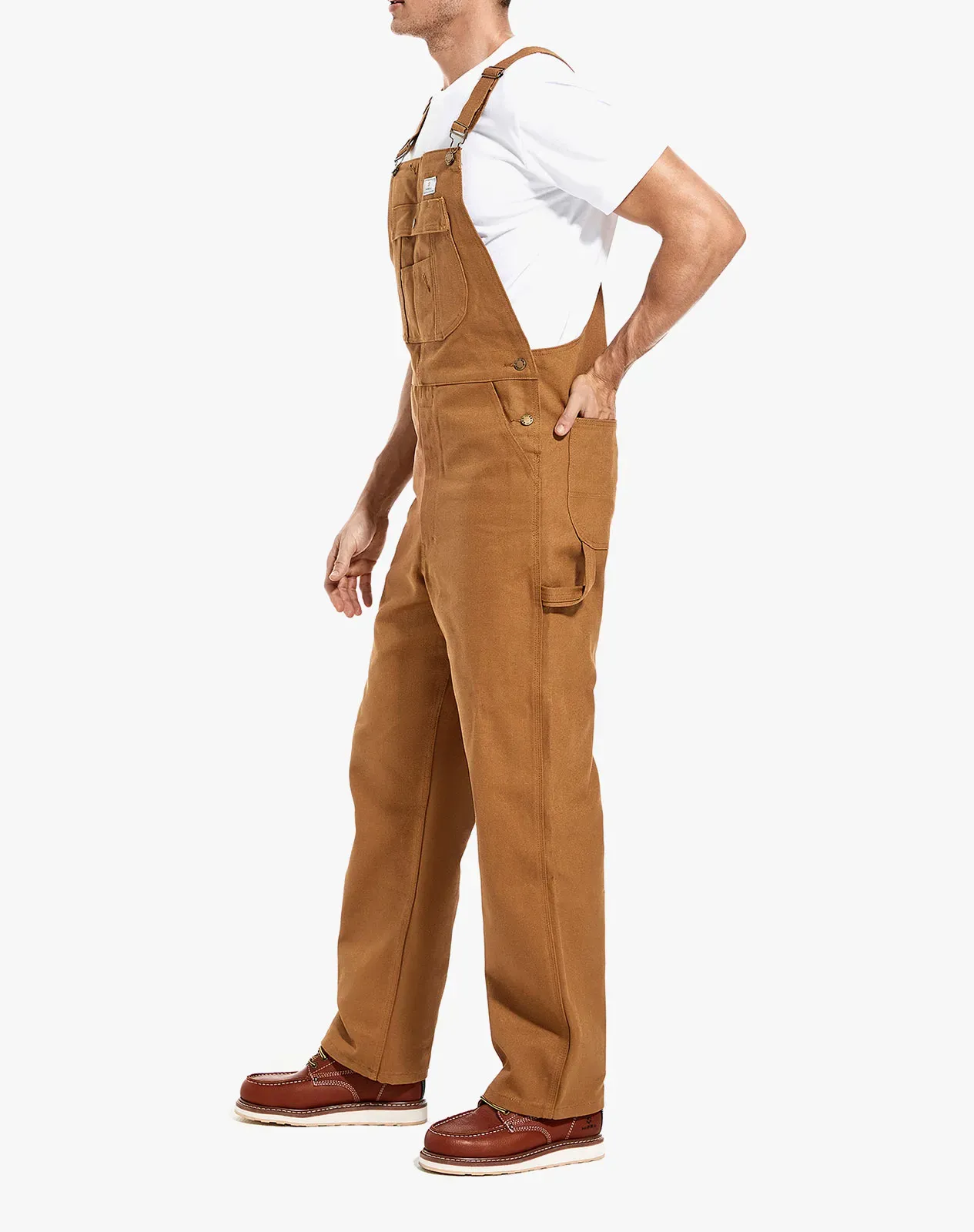 Brown Men's Relaxed Fit Duck Bib Overalls for GZ54MCP image 3