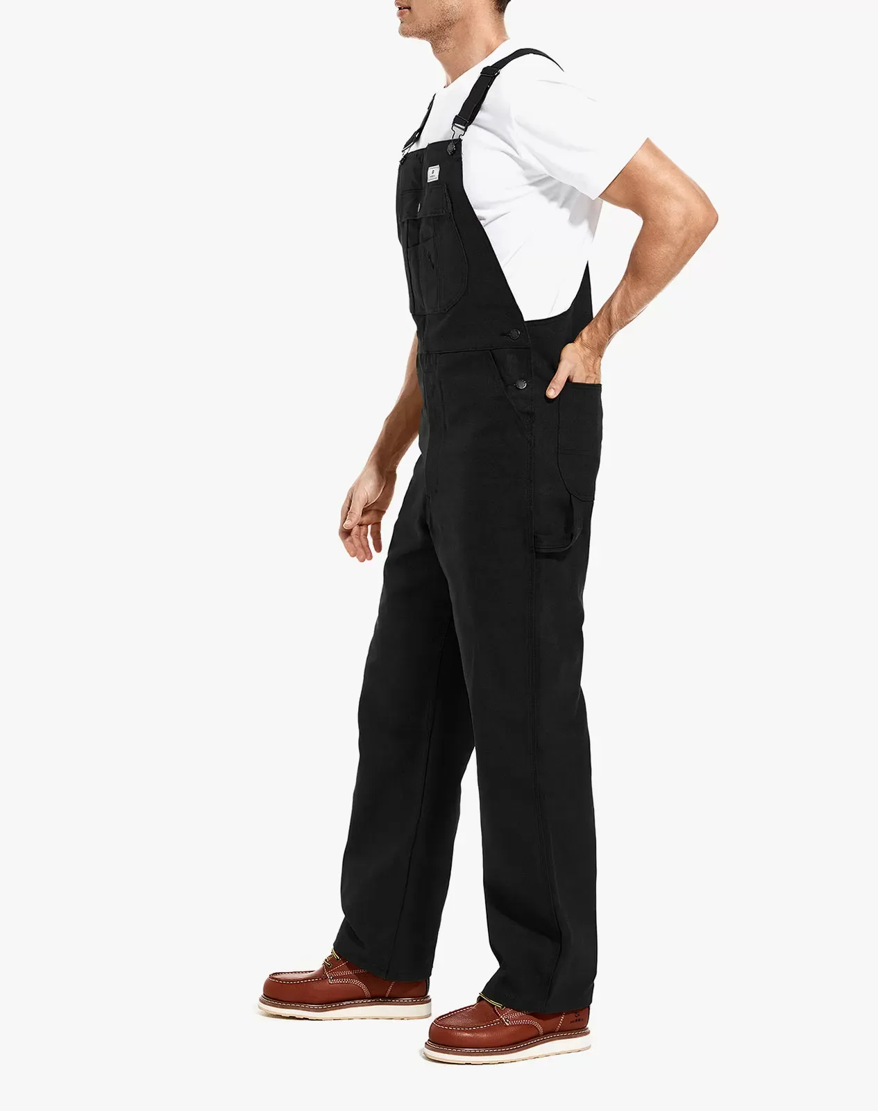 Black Men's Relaxed Fit Duck Bib Overall | HISEA