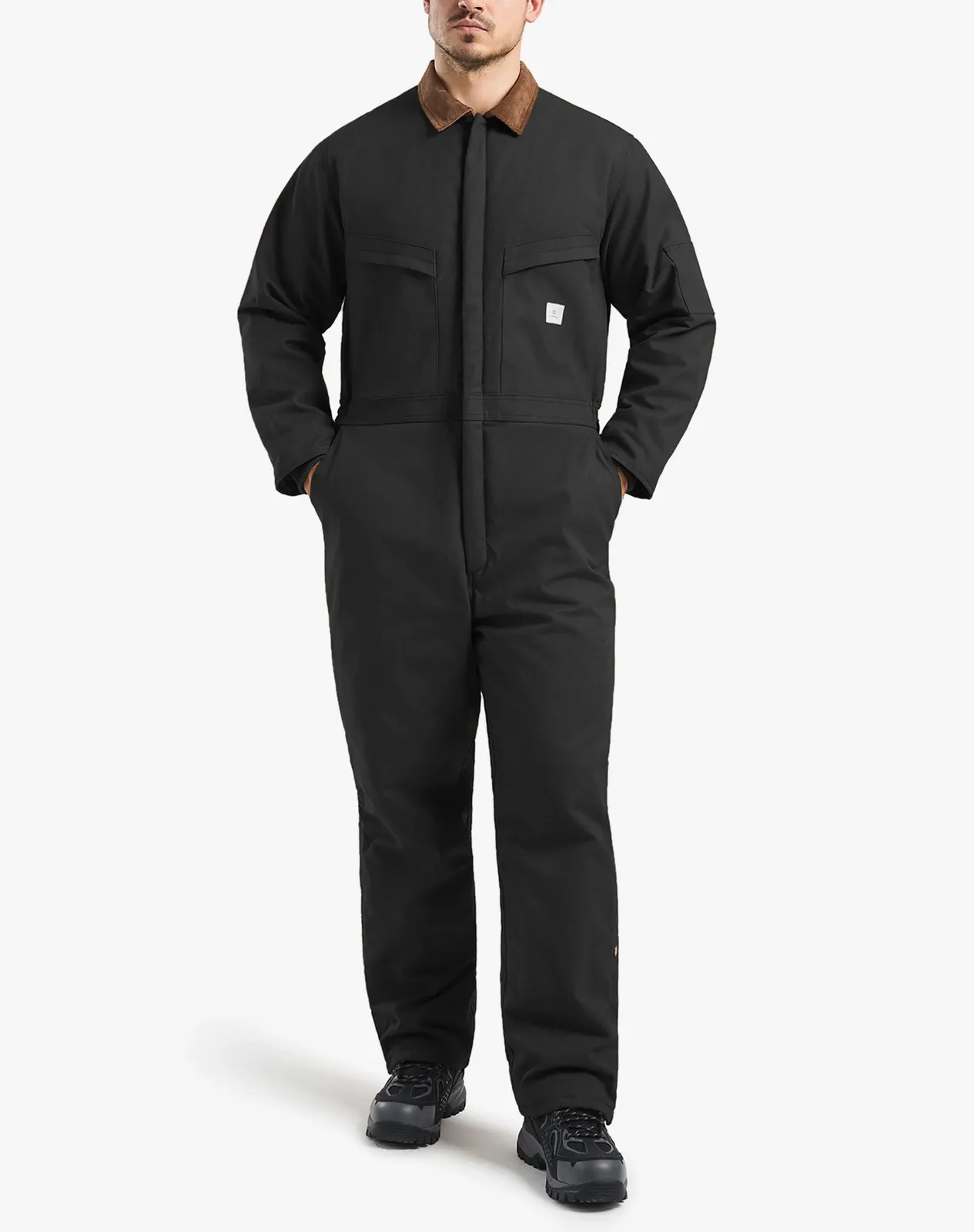 Black Men's Insulated Fleece-Lined Work Coveralls for GZ55MCP image 1