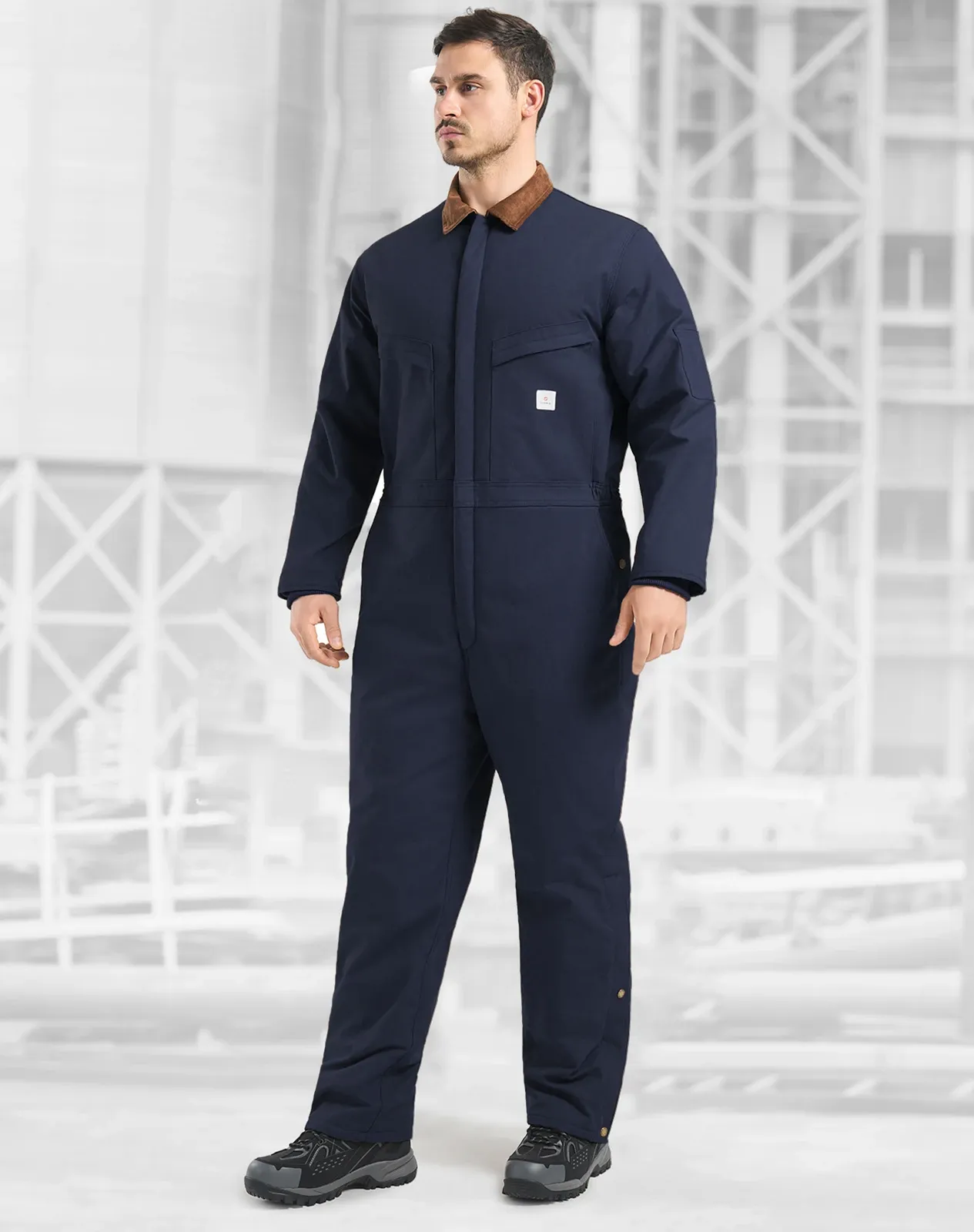 Navy Men's Insulated Fleece-Lined Work Coveralls | HISEA