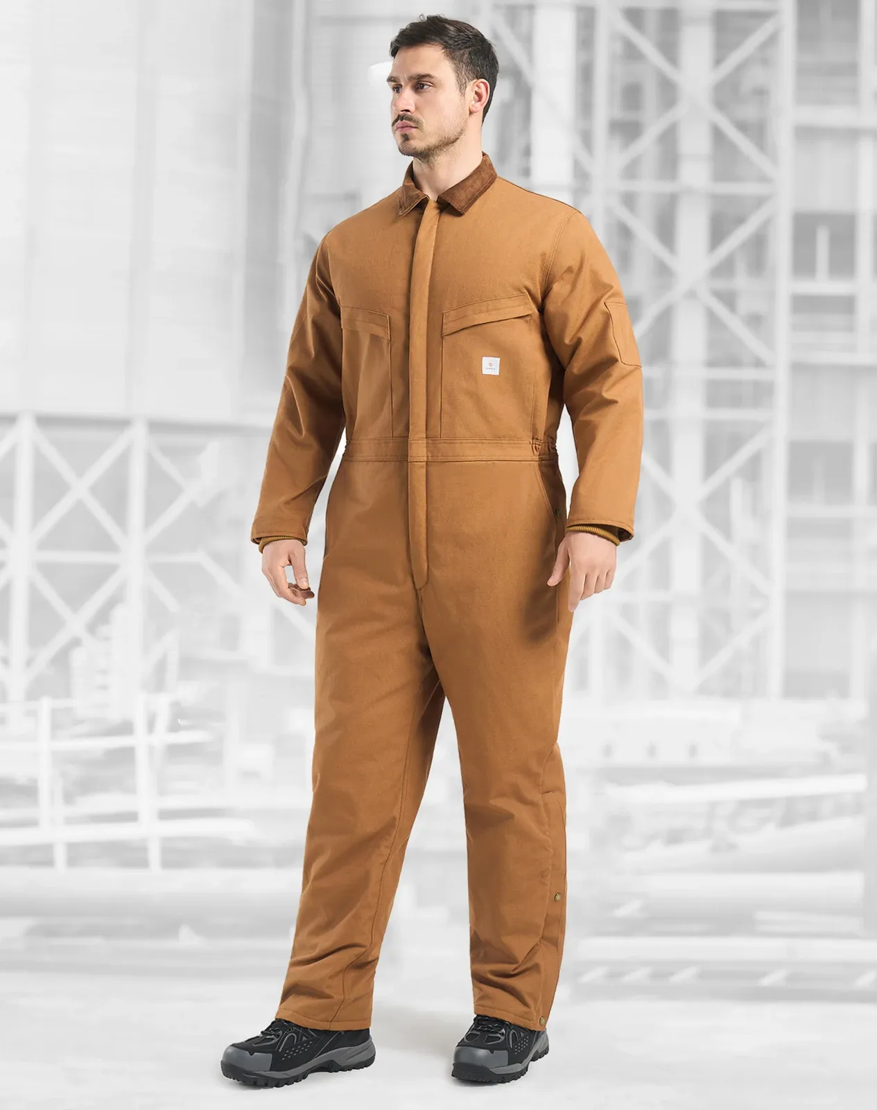 Brown Men's Insulated Fleece-Lined Work Coveralls | HISEA