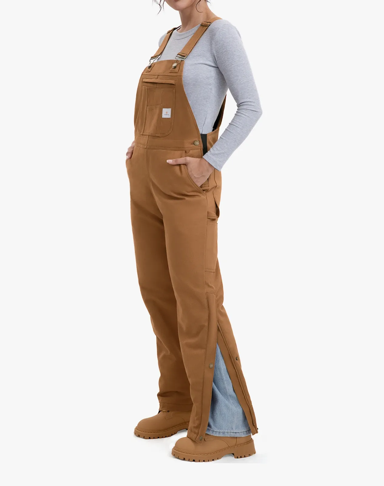 Brown Women's Insulated Bib Overalls for GZ56WCP image 3