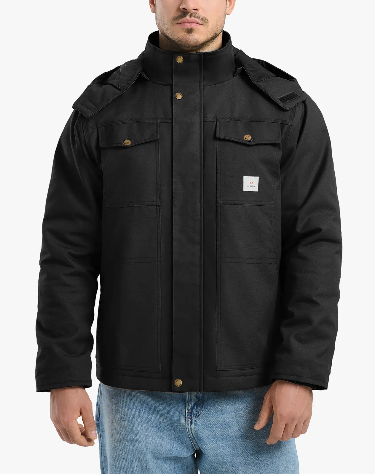 ジャケット・アウター ihateeight ihate8 DOITUMOKOITUMO Men's Insulated Work Jacket with Detachable Hood | HISEA