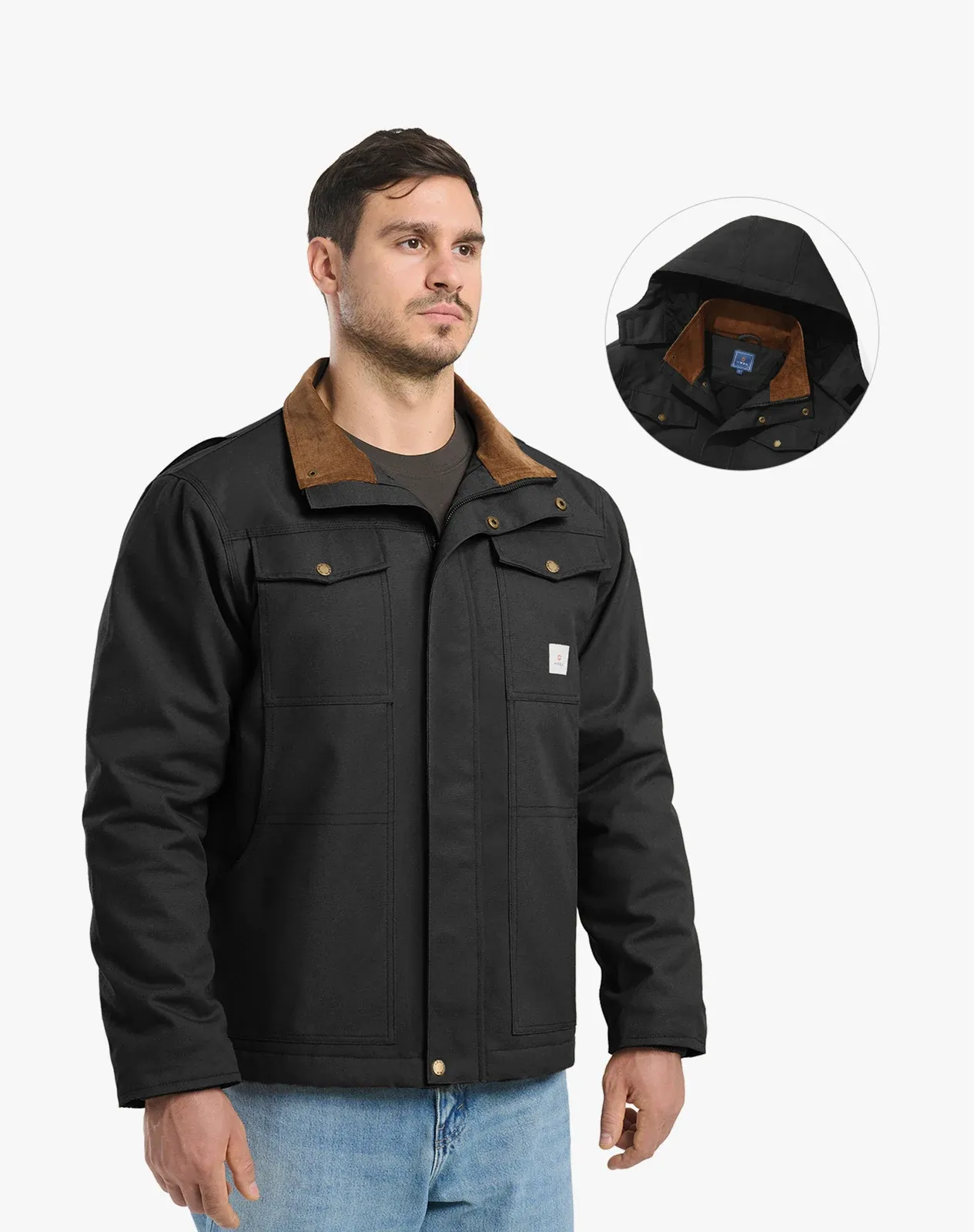 Men's Insulated Work Jacket with Detachable Hood for GZ57MCP image 3