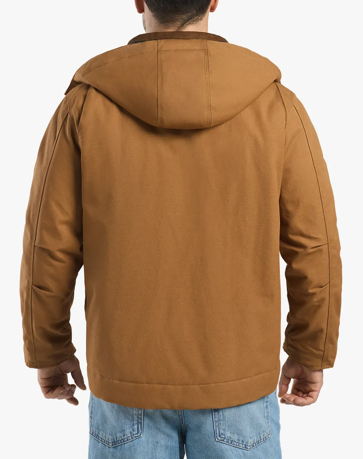 Brown Men's Insulated Work Jacket with Detachable Hood for GZ57MCP image 2